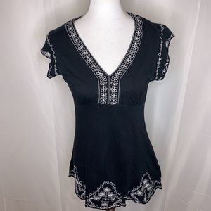 BCBG Max Azria Black Short Sleeve Blouse